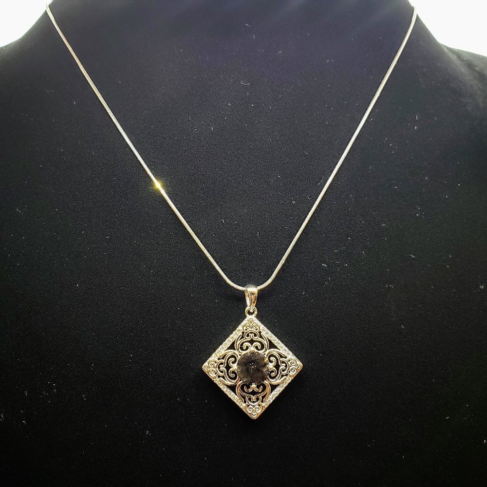Black Topaz Sterling Silver Filigree Necklace